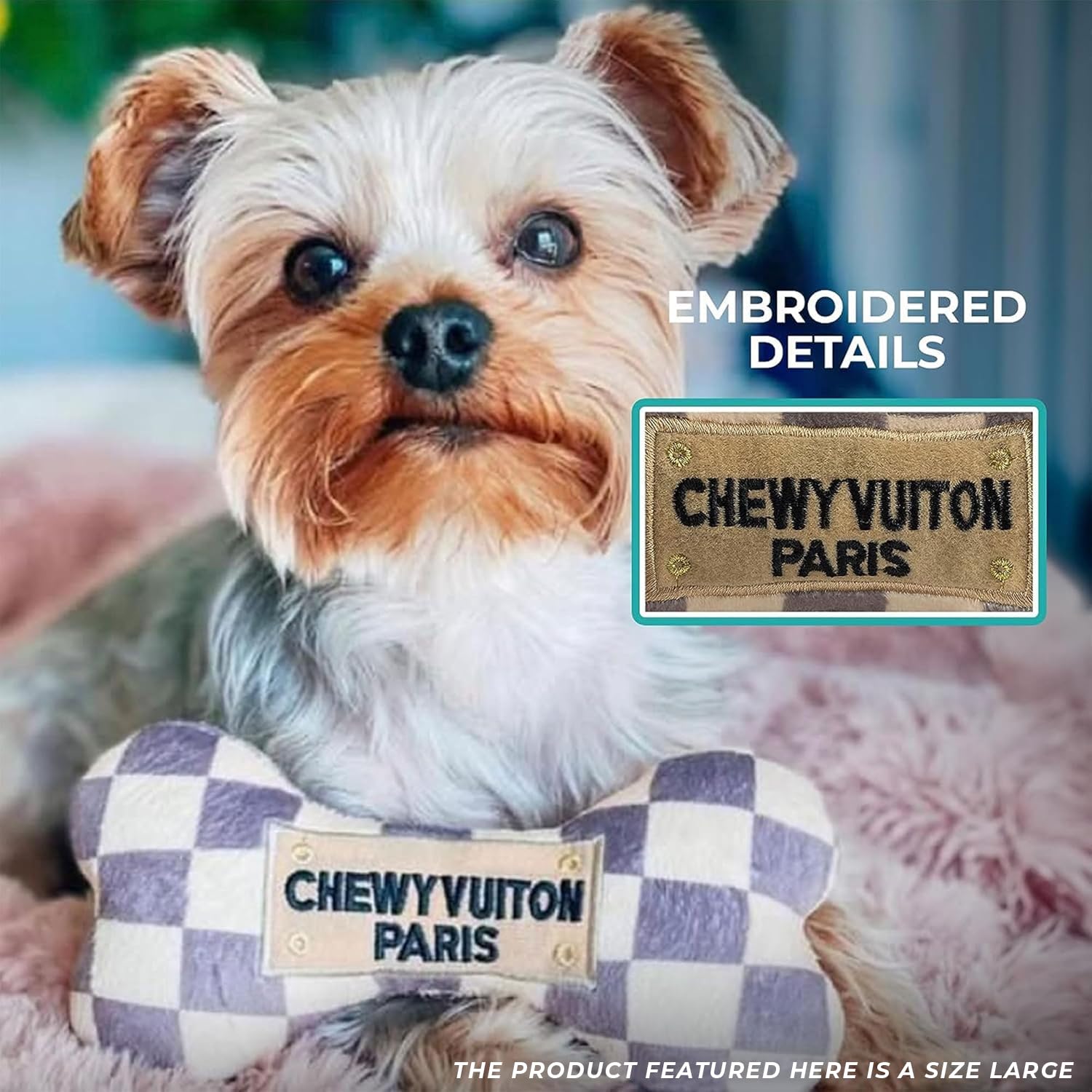 Haute Diggity Dog Chewy Vuiton Bones Plush Squeaky Dog Toys