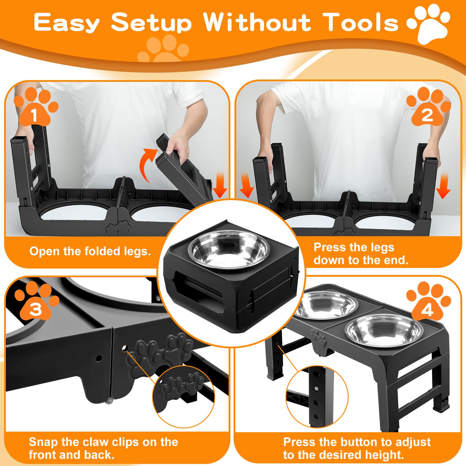 Elevated Dog Bowls for Large Dogs 5 Adjustable Heights Bowl