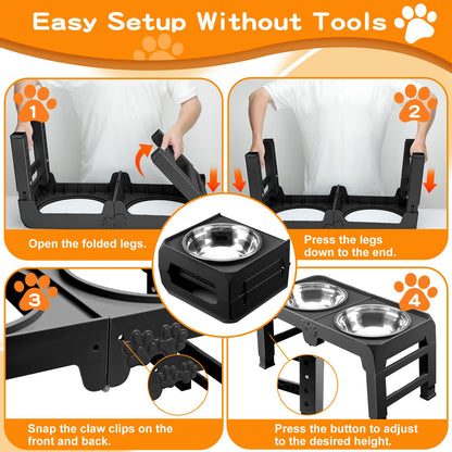 Elevated Dog Bowls for Large Dogs 5 Adjustable Heights Bowl