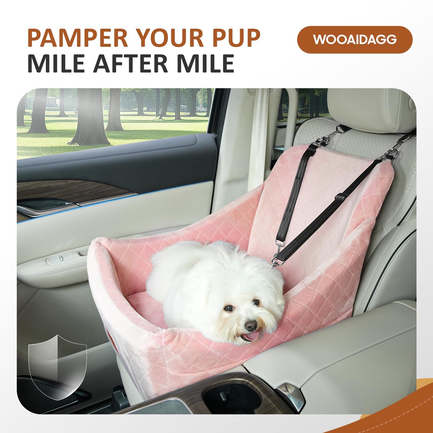 WOOAIDAGG Dog Car Seat for Medium Dogs, Pet Travel Bed with Seat Seat