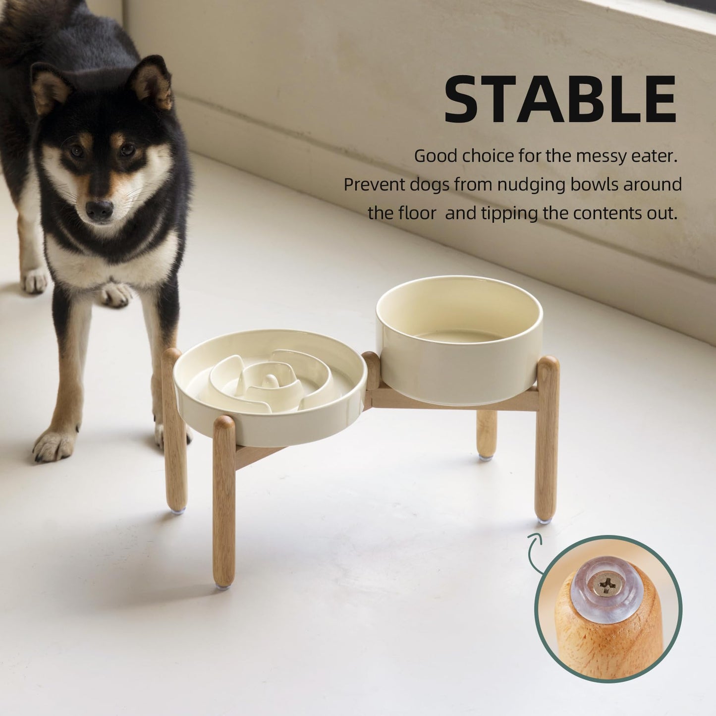 Havniva Ceramic Raised Slow Feeder Dog Bowl Set, Elevated Bowl Set