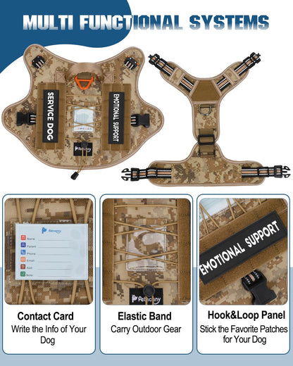 PETNANNY Tactical Dog Harness Reflective with ID Card,Service Dog Vest