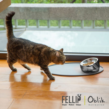Felli Oblik Elevated Cat Bowl Removable Stainless Steel Wide Dish Bowl