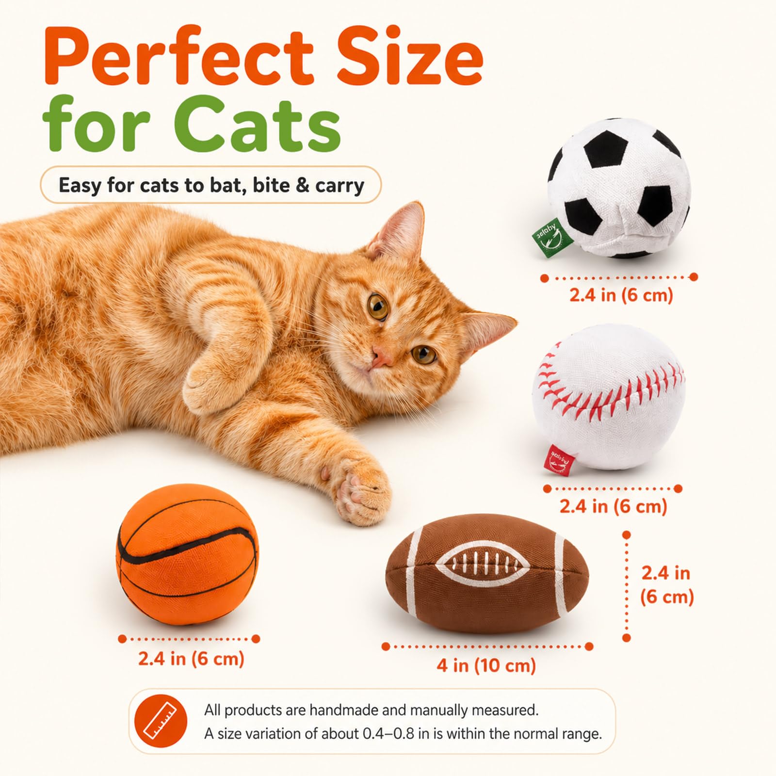 Agape Catnip Silvervine Filled Cat Toys, Interactive Chew Kicker Balls