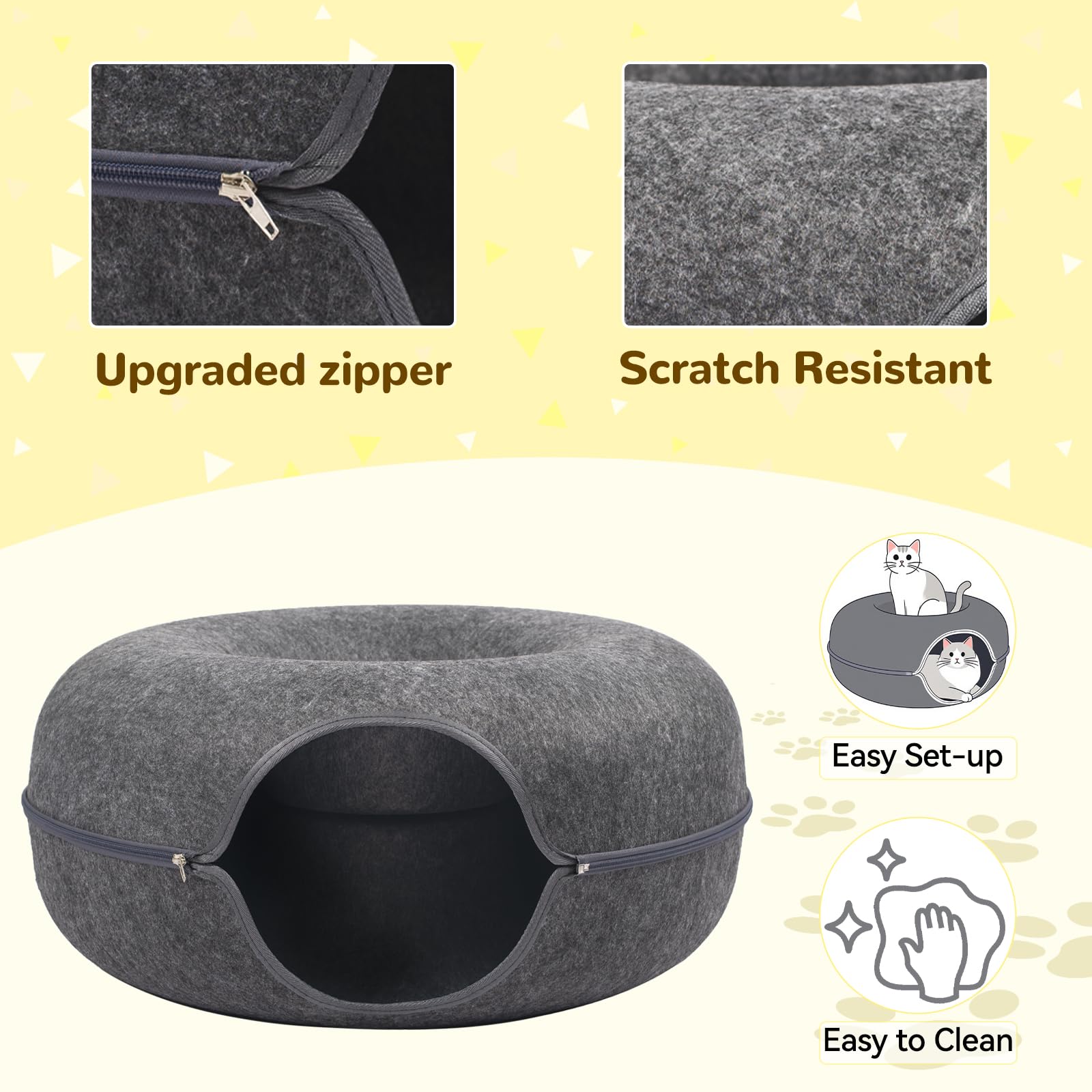 Cat Caves for Indoor Cats, Large Cat Tunnel for Multiple Bed
