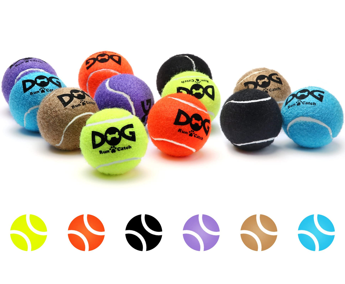 INSUM Squeaky Tennis Balls for Dogs 12 Pack 2.5'' Durable Balls