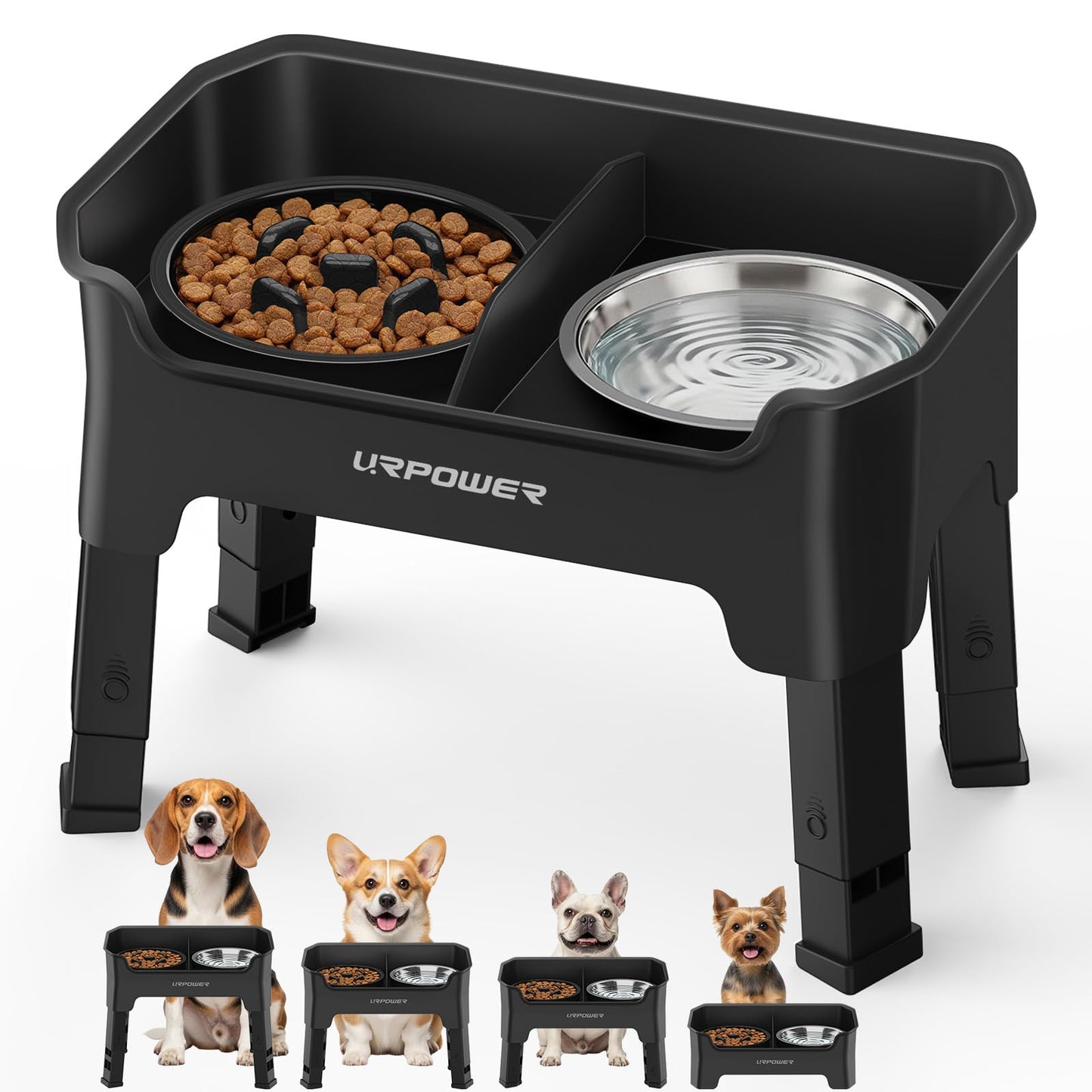 URPOWER Mess Proof Elevated Dog Bowls, High Wall Splash Guard Bowl