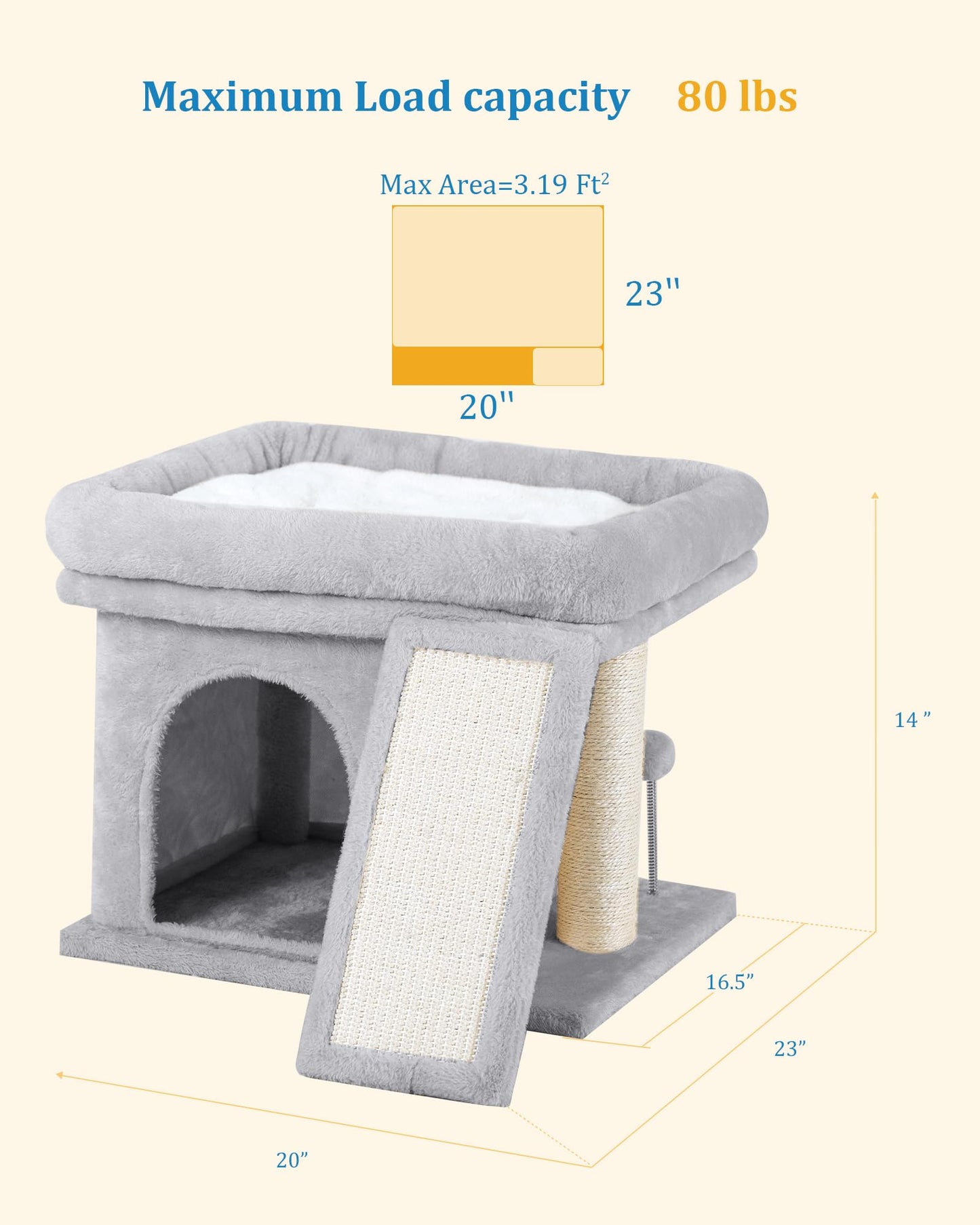 Aechonow Cat Tree Tower for Large Cat, Cat Bed House with Large Bed