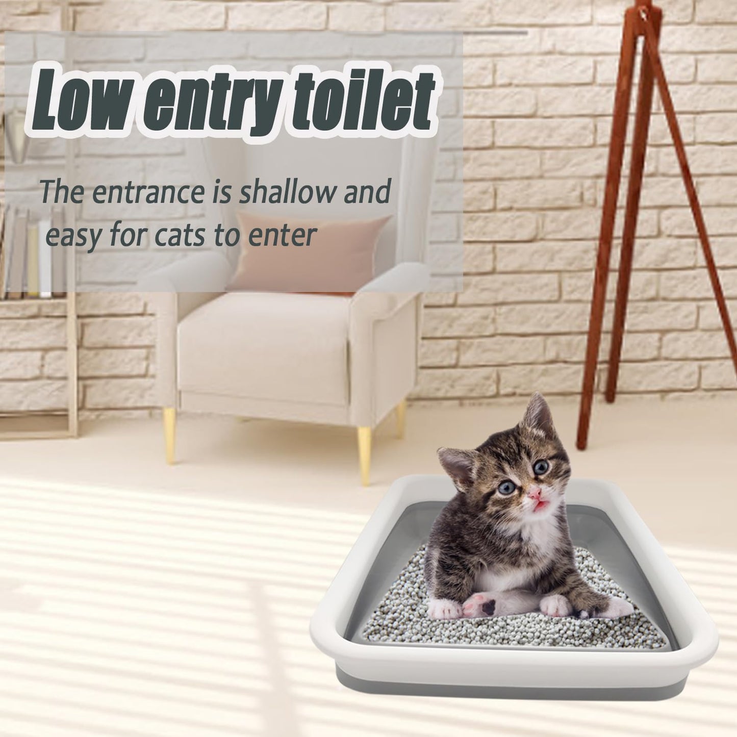 chuyouan Collapsible Small Cat Litter Box, Open Waterproof Low Box