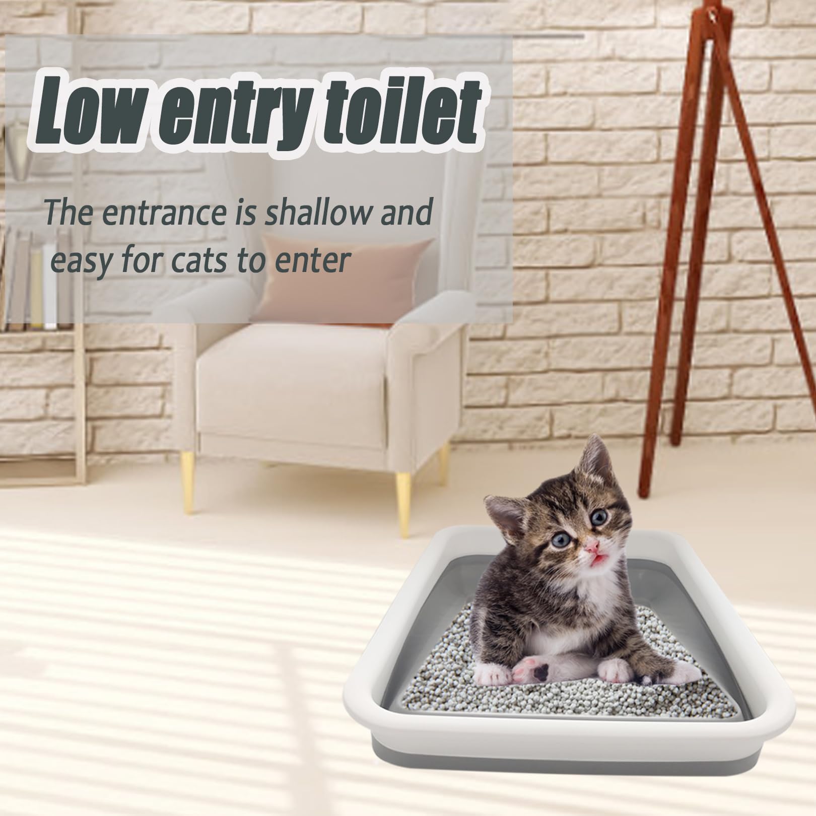chuyouan Collapsible Small Cat Litter Box, Open Waterproof Low Box
