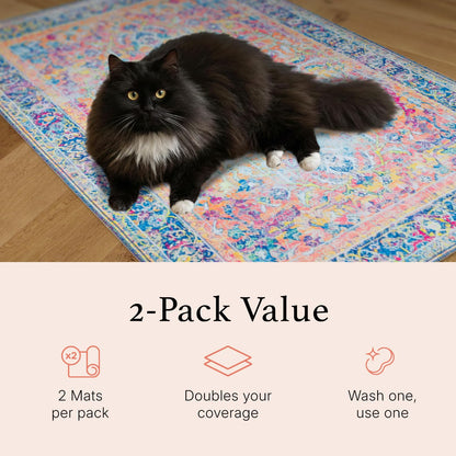 Lovewag Pets Cat Litter Box Mats 2 Pack Medium Machine Washable, Box