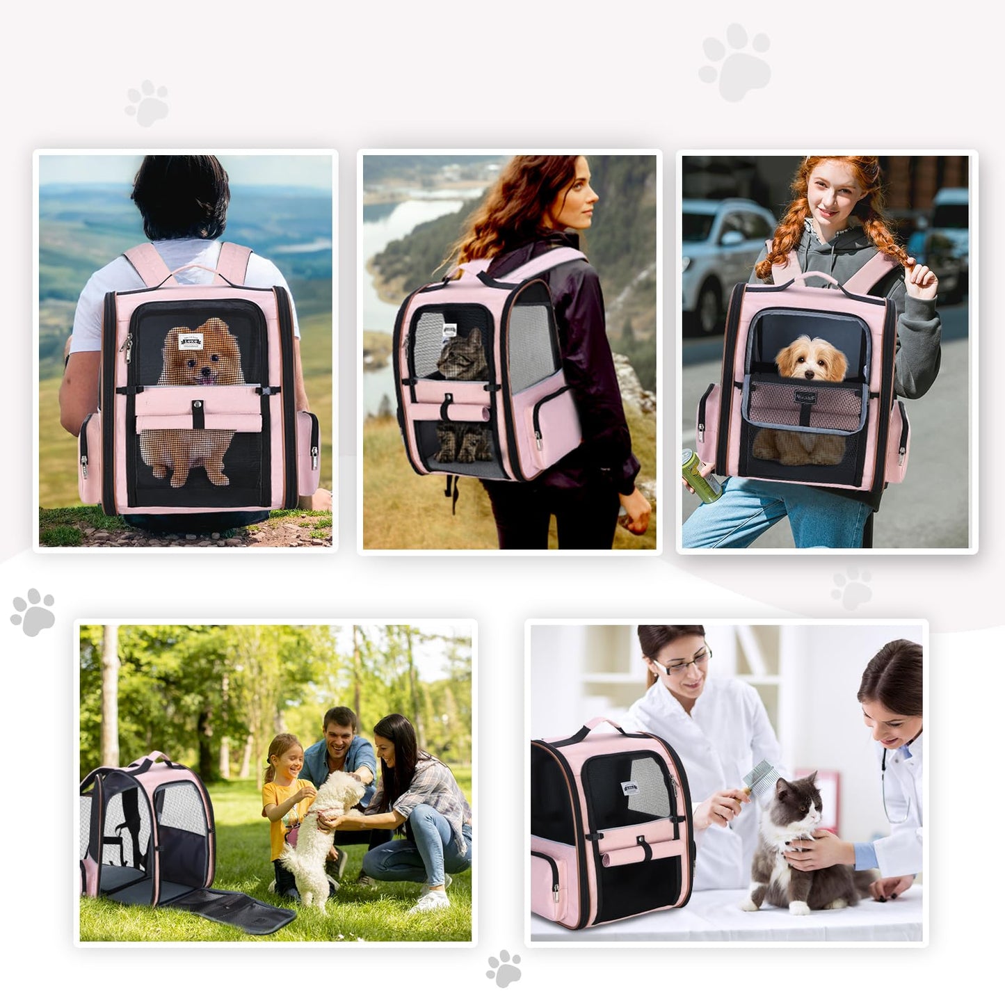 Lekebobor Large Cat Backpack Carrier Expandable Foldable Pet Carrier
