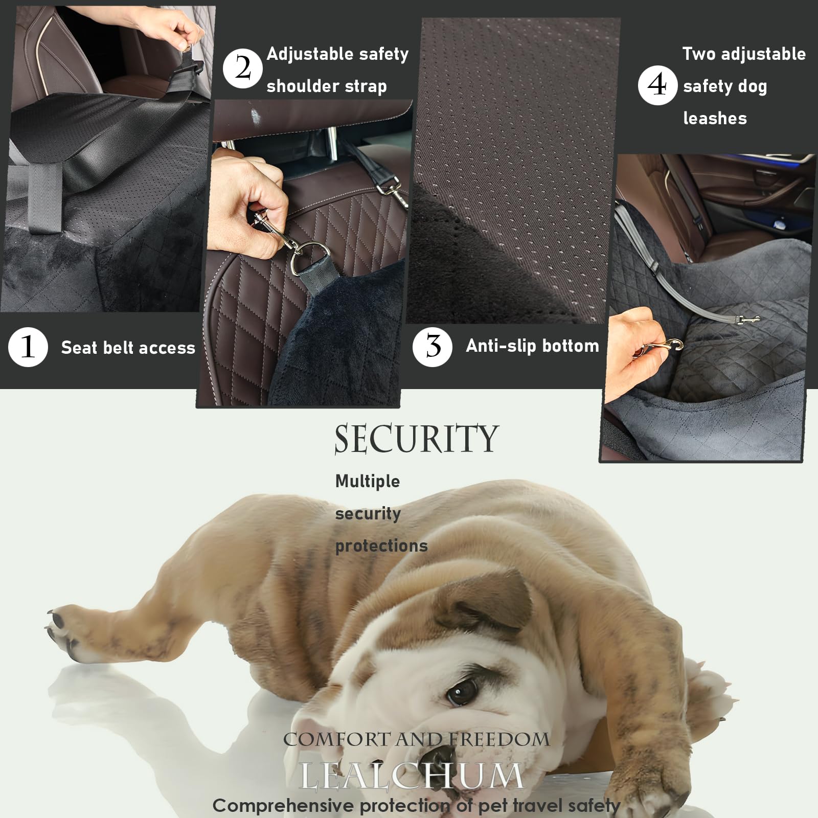 Lealchum Dog Booster Car Seat for Small/Medium Dogs, Memory Foam Seat