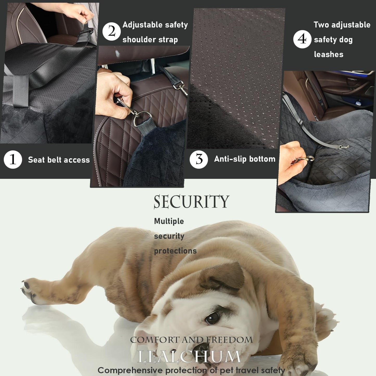 Lealchum Dog Booster Car Seat for Small/Medium Dogs Up to Seat