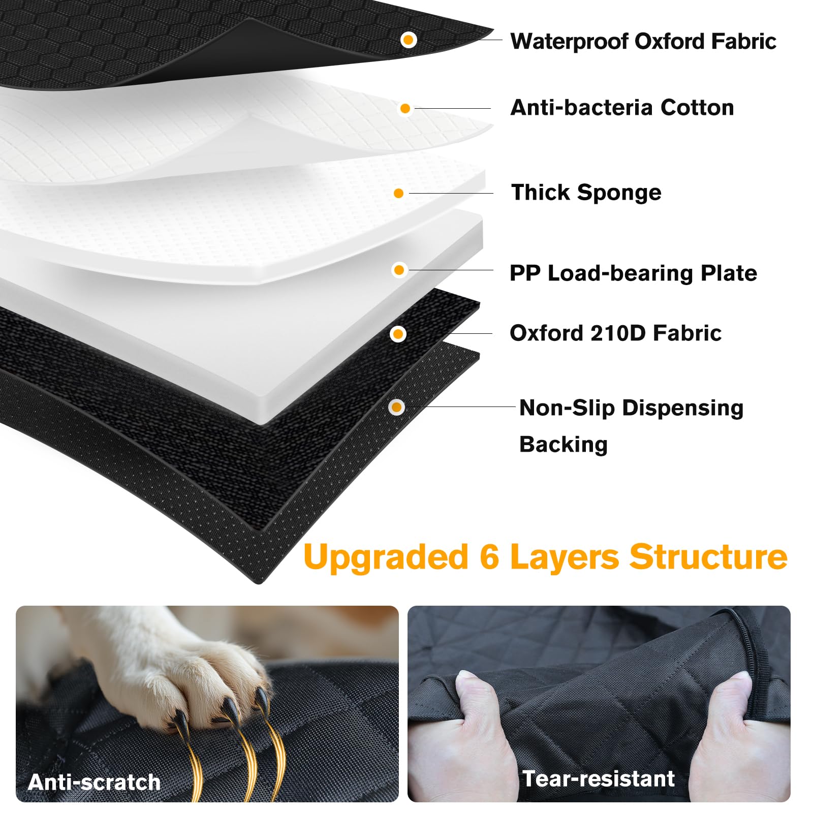 PETICON Back Seat Extender for Dogs, Hard Bottom Dog Car Seat Cover