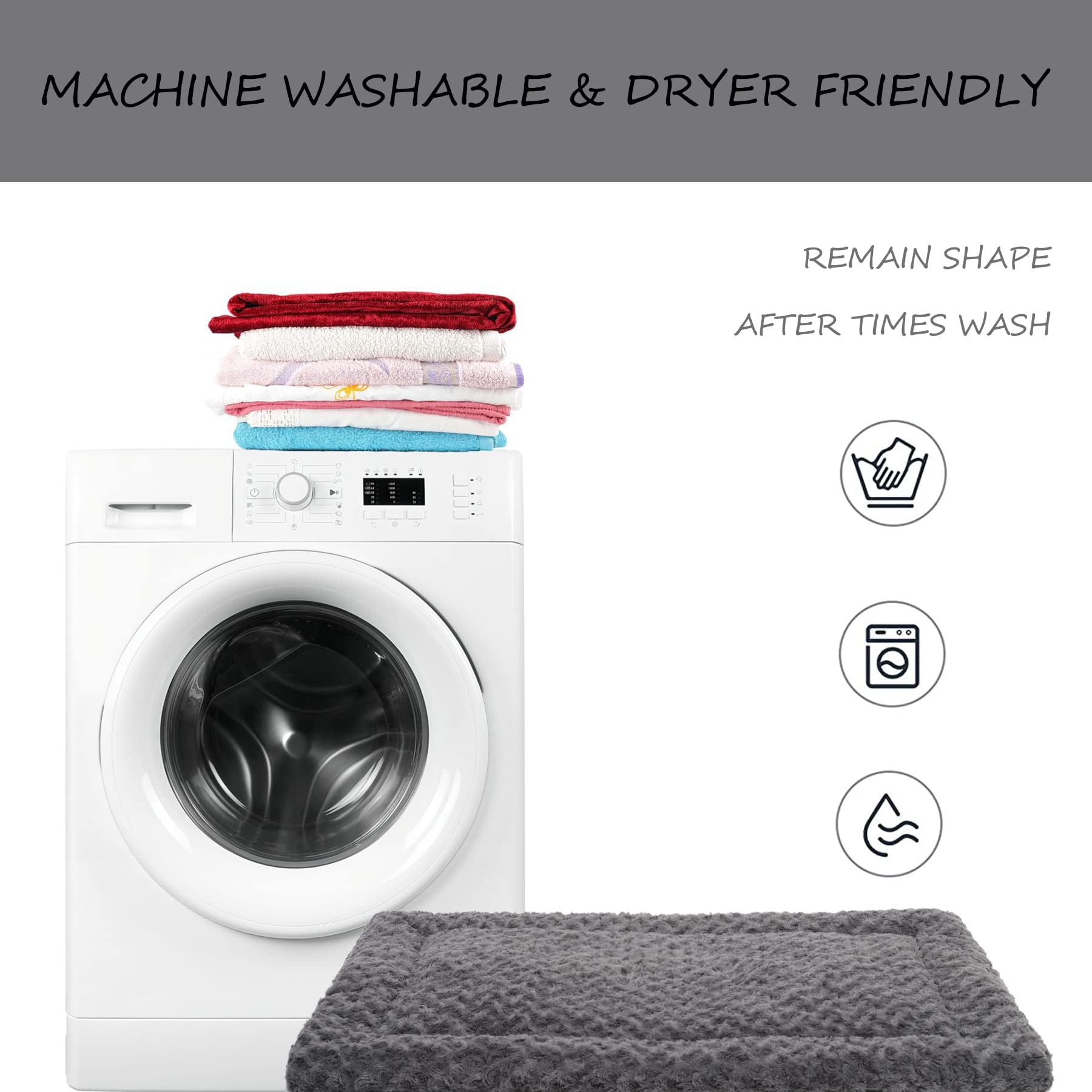 Washable Dog Bed Mat Dog Crate Pad Soft Fluffy Pet Kennel Beds