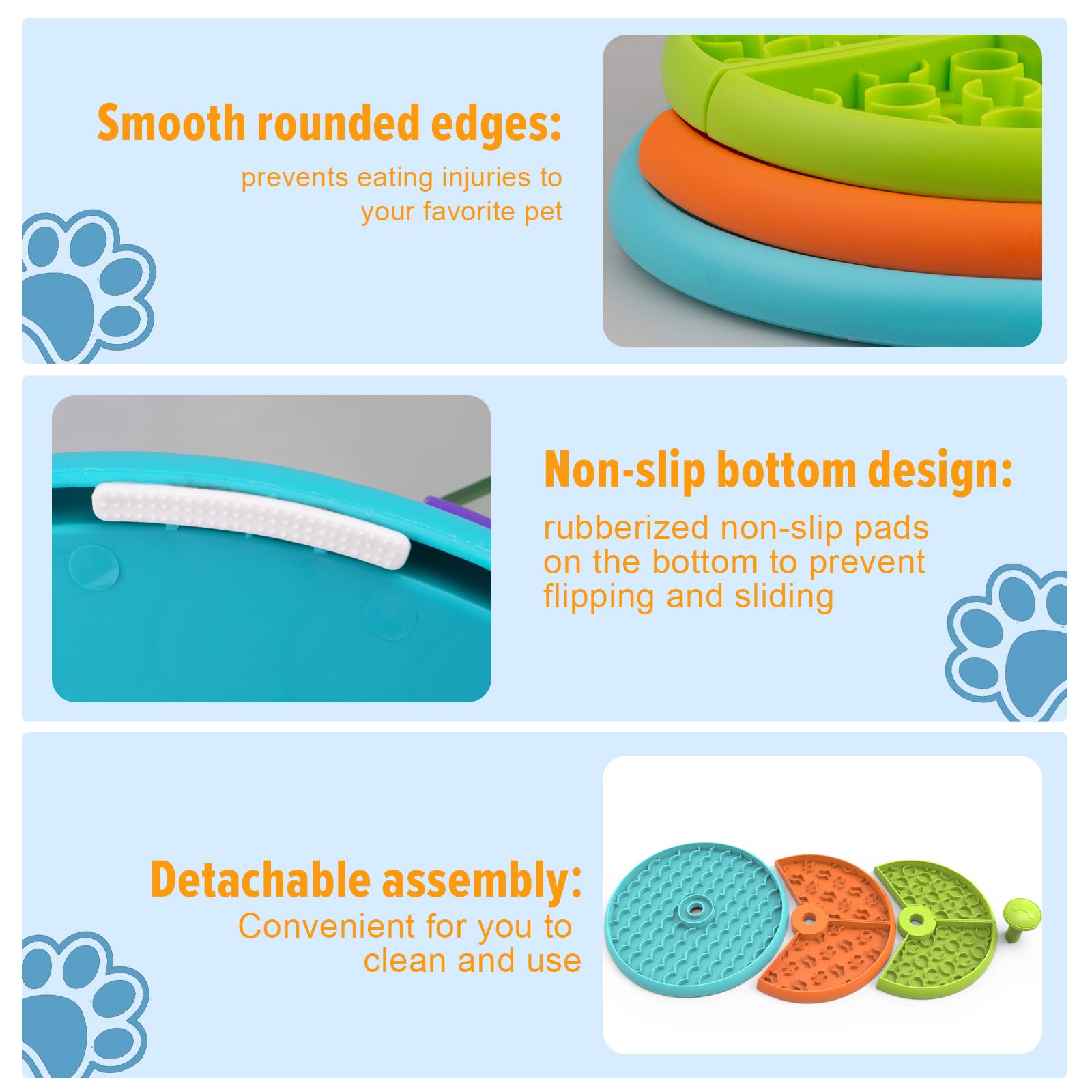 Slow Feeder Dog Bowl 3 Layers, Reduces Boredom and Anxiety, Food Game