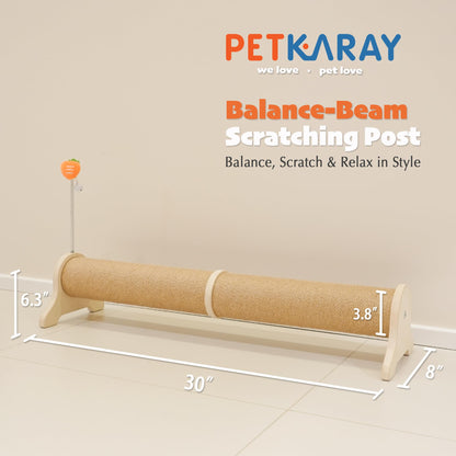 PETKARAY Horizontal Scratching Post, 30" Sisal Cat Scratch Post, Toy
