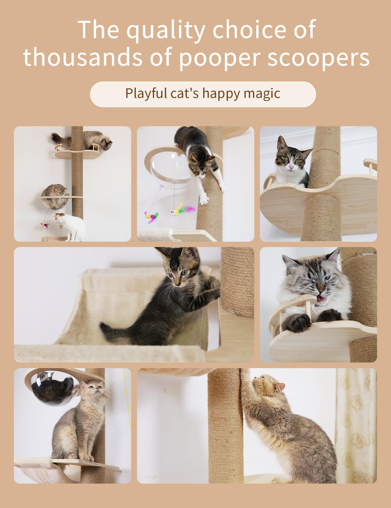 Floor-to-Ceiling Cat Tree with Natural Sisal Rope Scratching Post