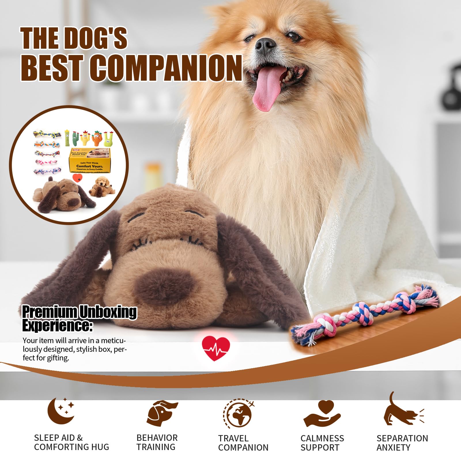 BEVERLYSHARK Puppy Heartbeat Toy Dog Anxiety Relief Sleep Crate