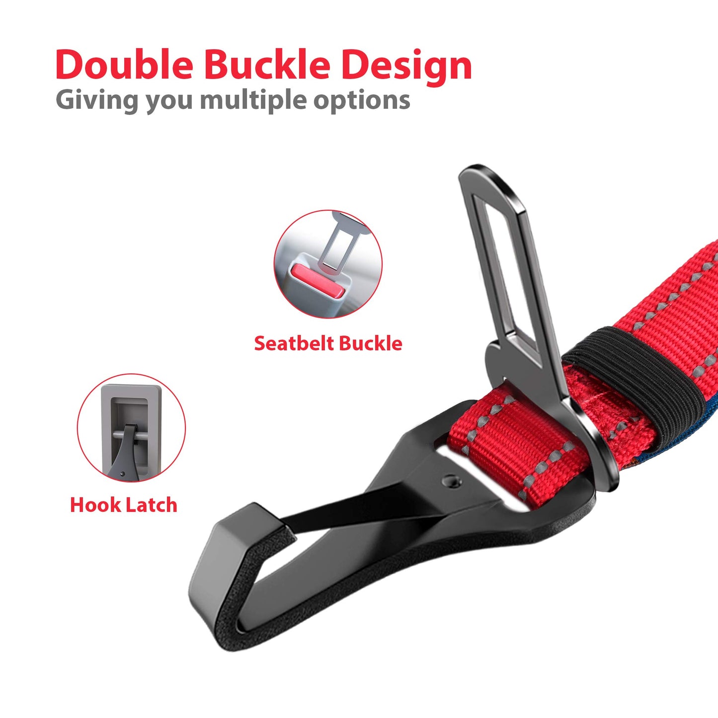 IOKHEIRA Dog Seatbelt, Updated Dog Seat Belt, Reflective Bungee Seat
