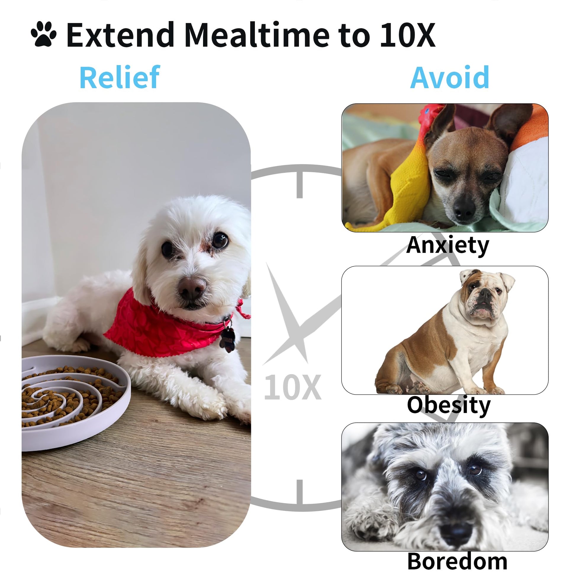 Bifeaw Slow Feeder Dog Bowls, Dishwasher Microwave Safe Puzzle