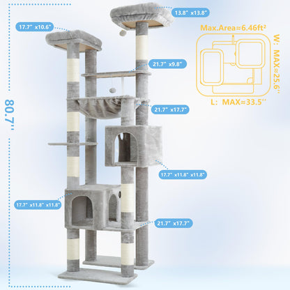 Hey-brother Tall Cat Tree Tower, Heavy Duty Scratching Posts Balls