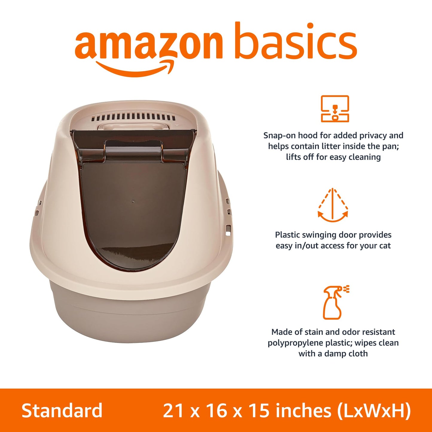 Amazon Basics No-Mess Hooded Enclosed Cat Litter Box with Odor Box