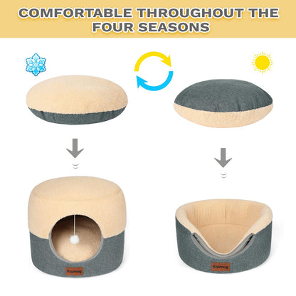 2 Pack Cat Bed for Indoor Cats Foldable Cat House Lounge for Bed