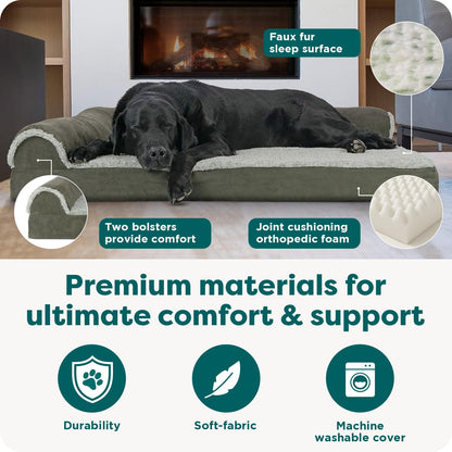 FurHaven Orthopedic Dog Bed for Large Dogs, L-Shaped Chaise Mattress