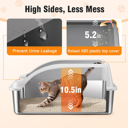 2PACK Stainless Steel Cat Litter Boxes, XL Large Metal Litter Box