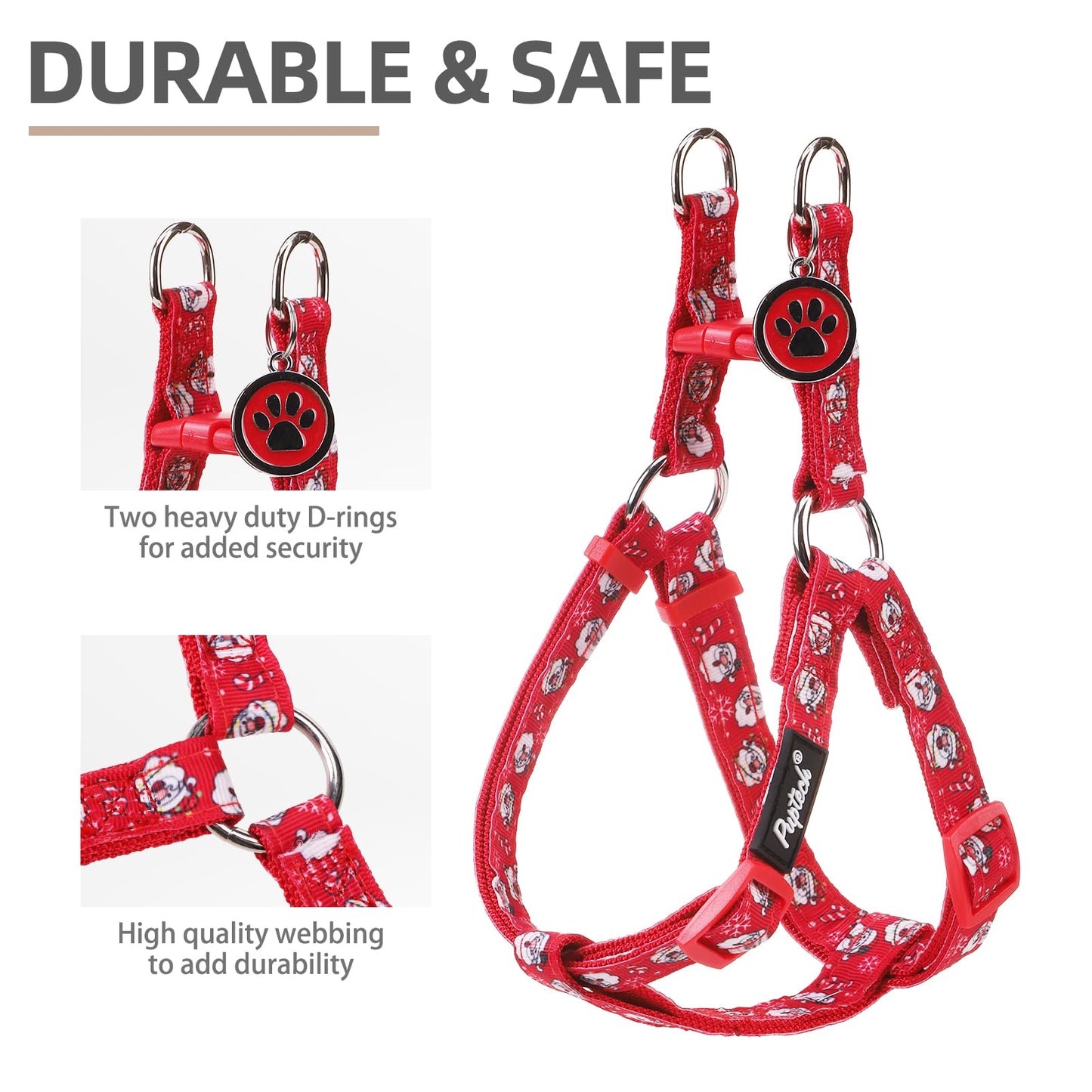 PUPTECK No Pull Christmas Dog Harness Soft Adjustable Basic Harness