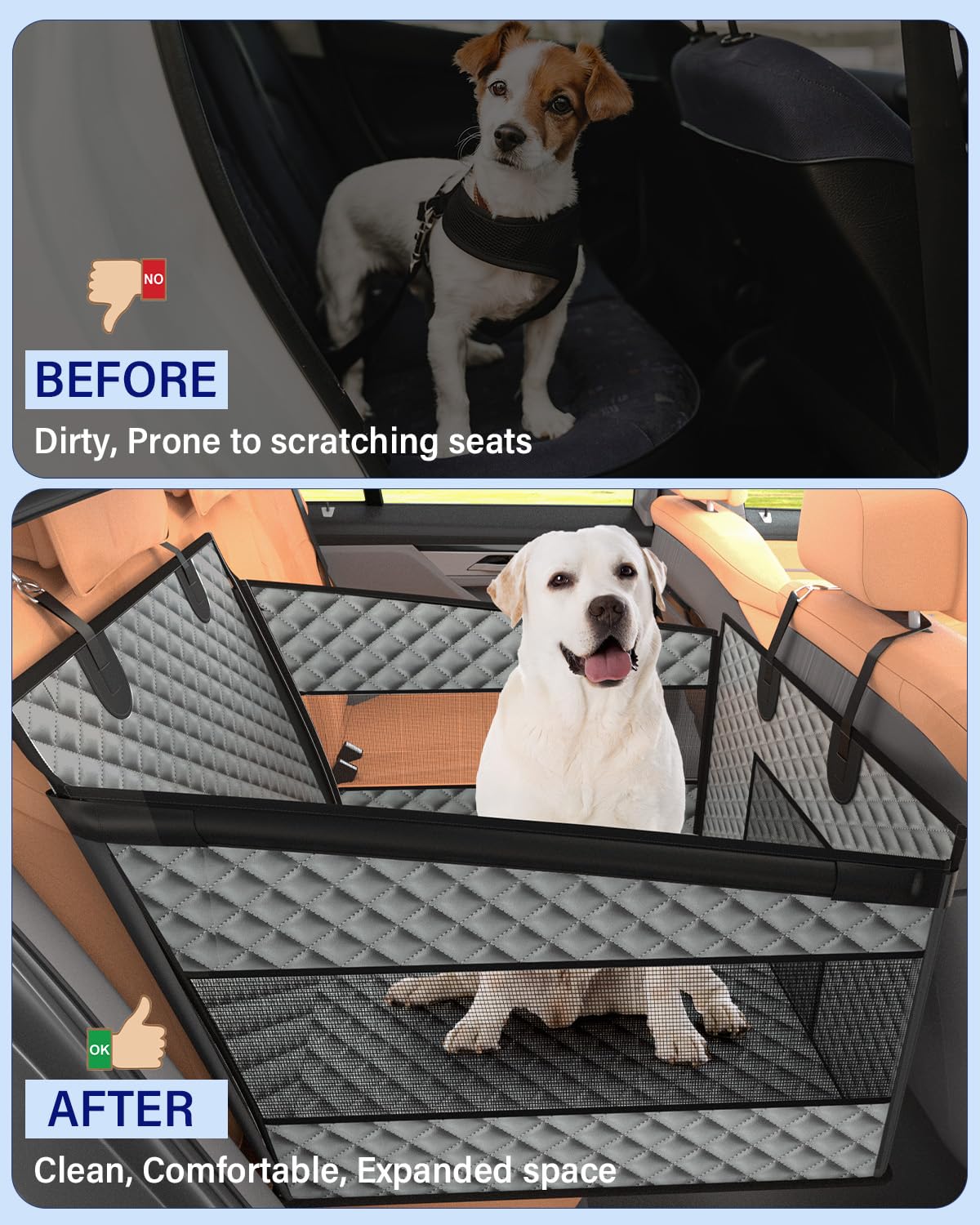 Instraella Dog Car Seat for Large Dogs, Back Seat Extender Seat