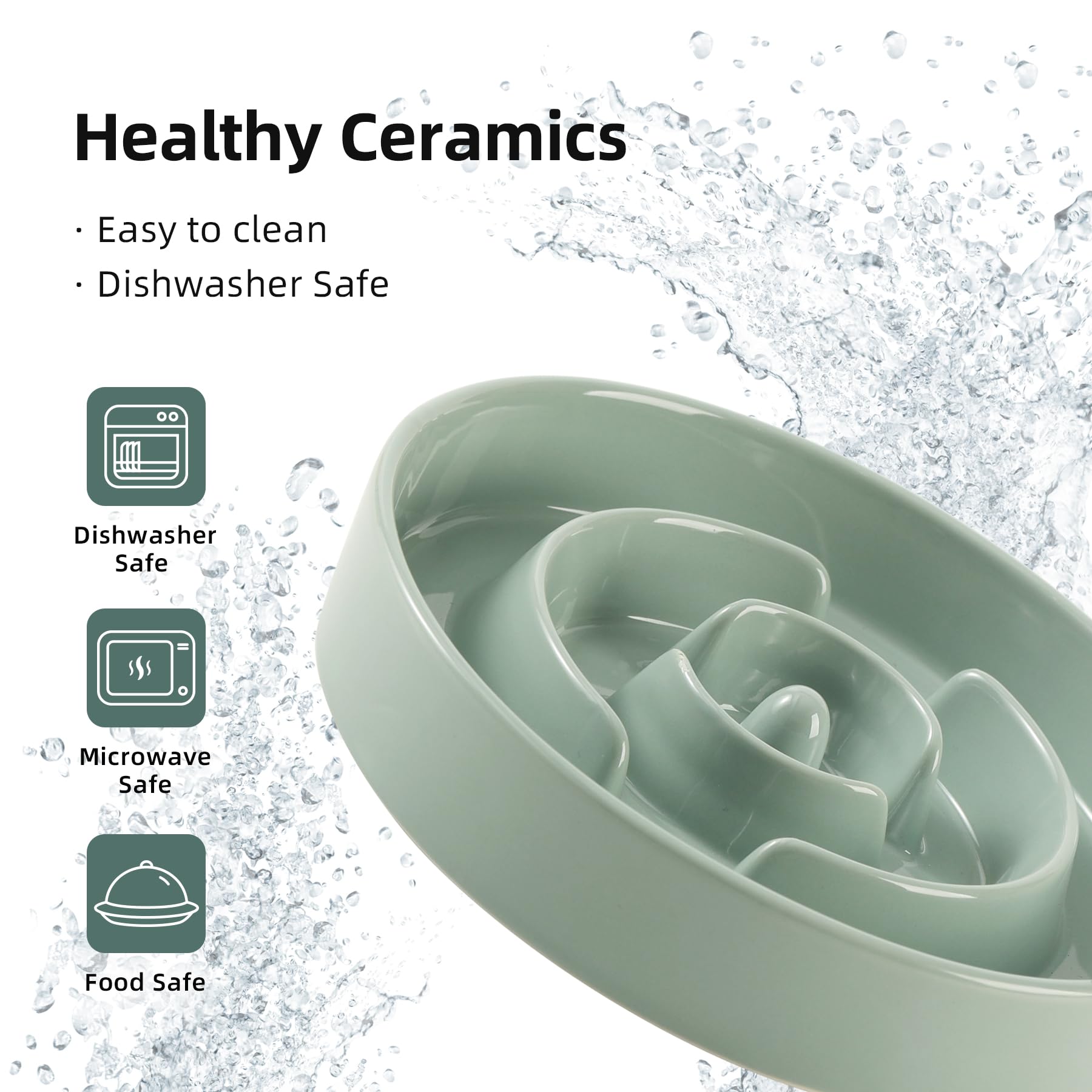 Havniva Ceramic 1.2 Cup Raised Slow Feeder Dog Bowl Set, Elevated Set