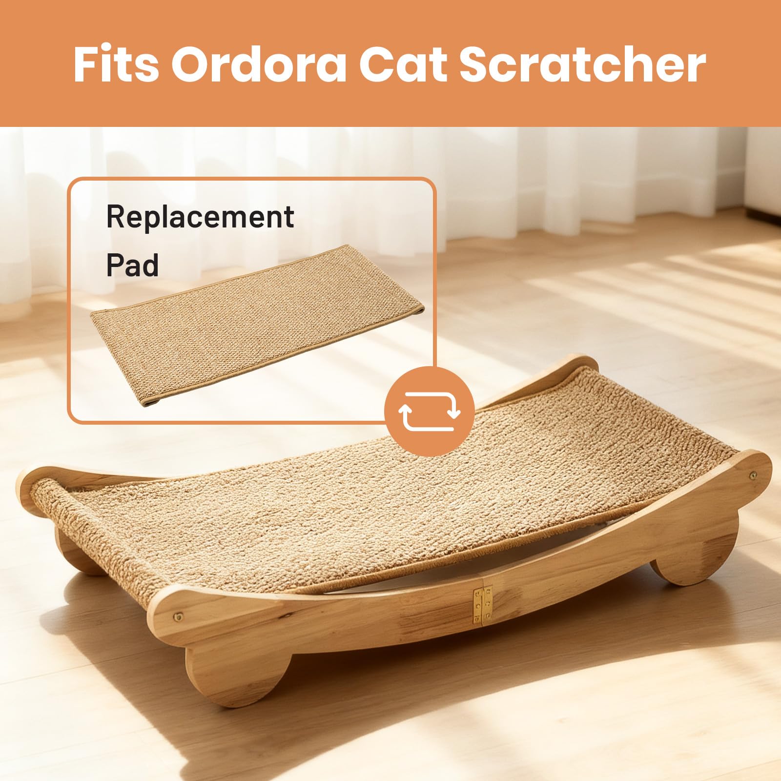 Ordora Large Cat Scratcher Mat: Upgrade Soft Sisal Horizontal Pad