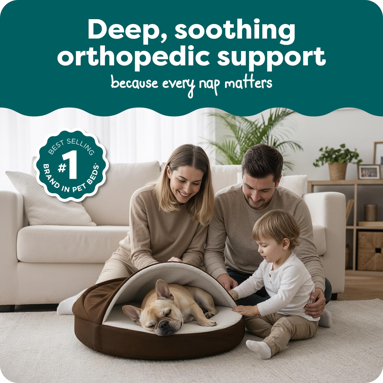 FurHaven Round Orthopedic Dog Bed for Medium Dogs, Egg Crate