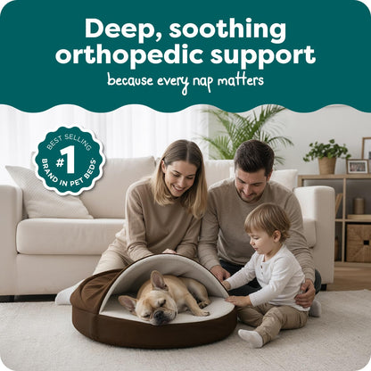 FurHaven Round Orthopedic Dog Bed for Medium Dogs, Egg Crate