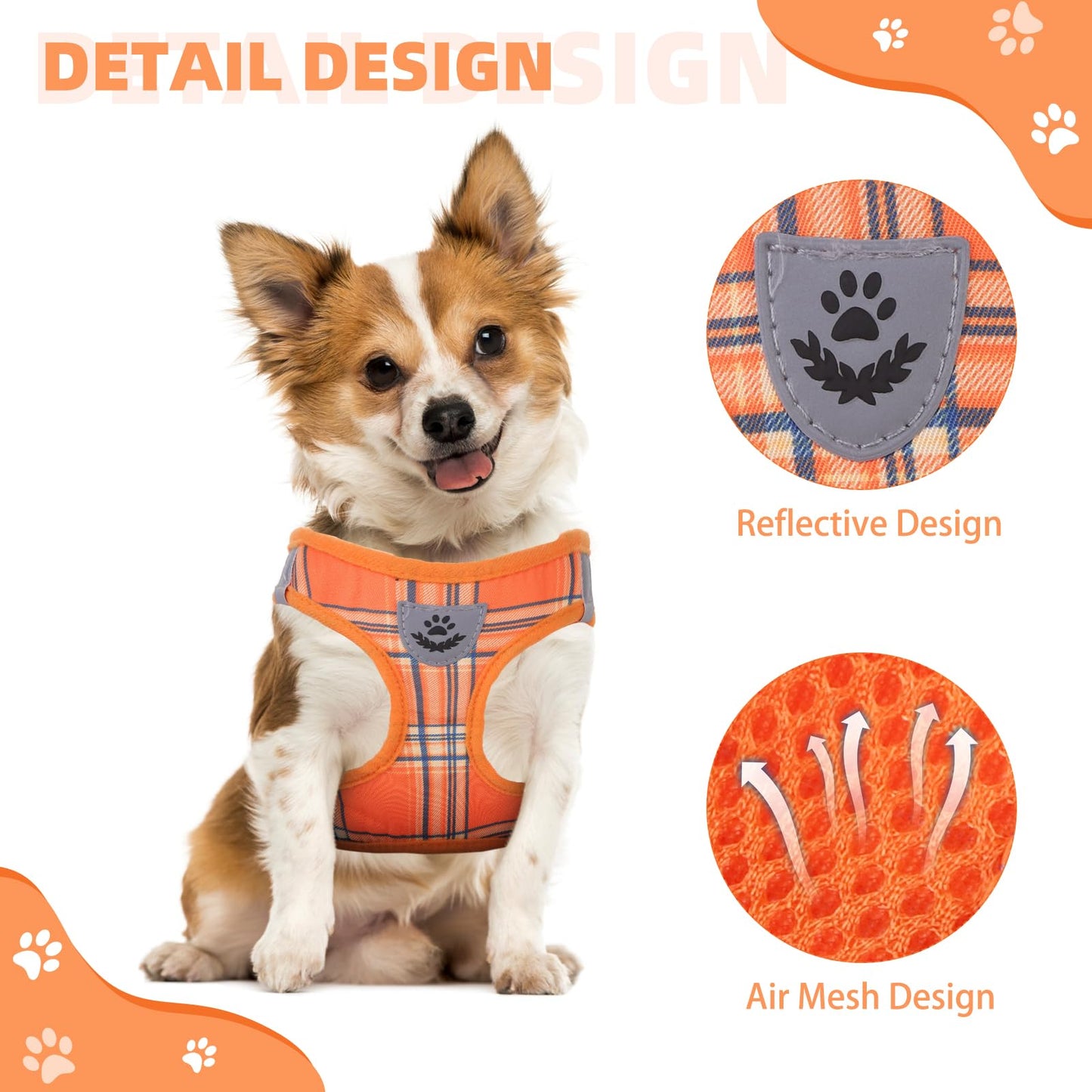KOOLTAIL Thanksgiving Dog Harness for Small Medium Dogs,Dog Harness