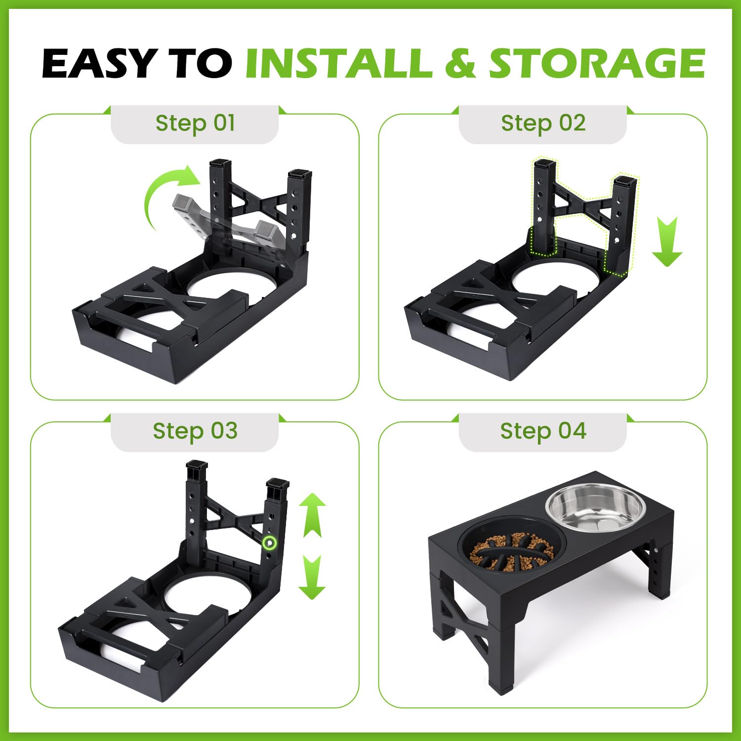Heeyoo Elevated Dog Bowls 5 Adjustable Heights Stand, 2 Feeder