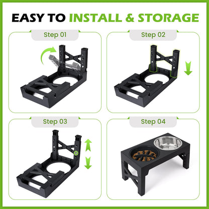 Heeyoo Elevated Dog Bowls 5 Adjustable Heights Stand, 2 Feeder