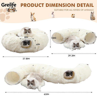 Grelife Cat Tunnel Bed for Indoor Cats, Cute Cat Tunnel Toys, Bed