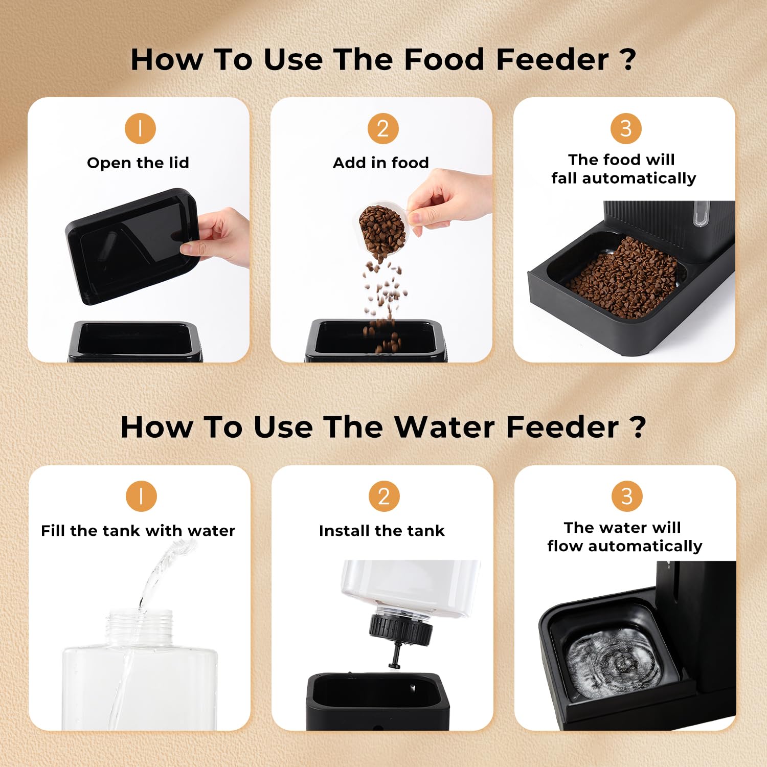 ZOMISIA Gravity Dog Food and Water Dispenser, 1 Automatic Dog Feeder