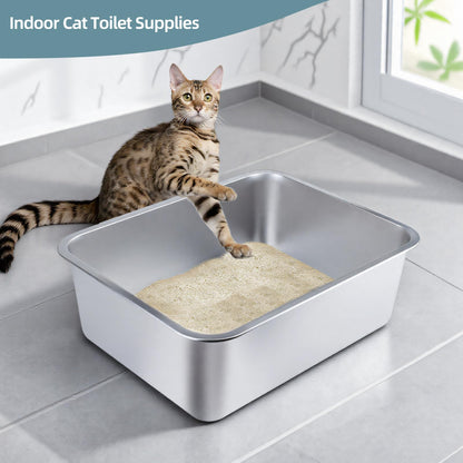 Stainless Steel Cat Litter Box Small Litter Pan for Cats, Rabbits, Box