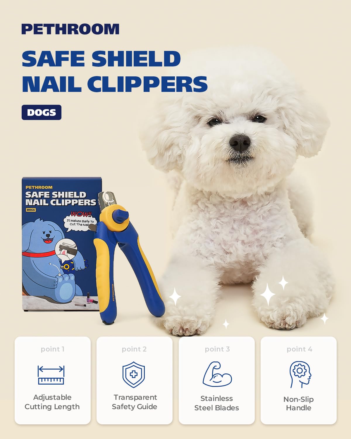 PETHROOM] Dog Nail Clipper with Transparent Guard Nail File Clipper