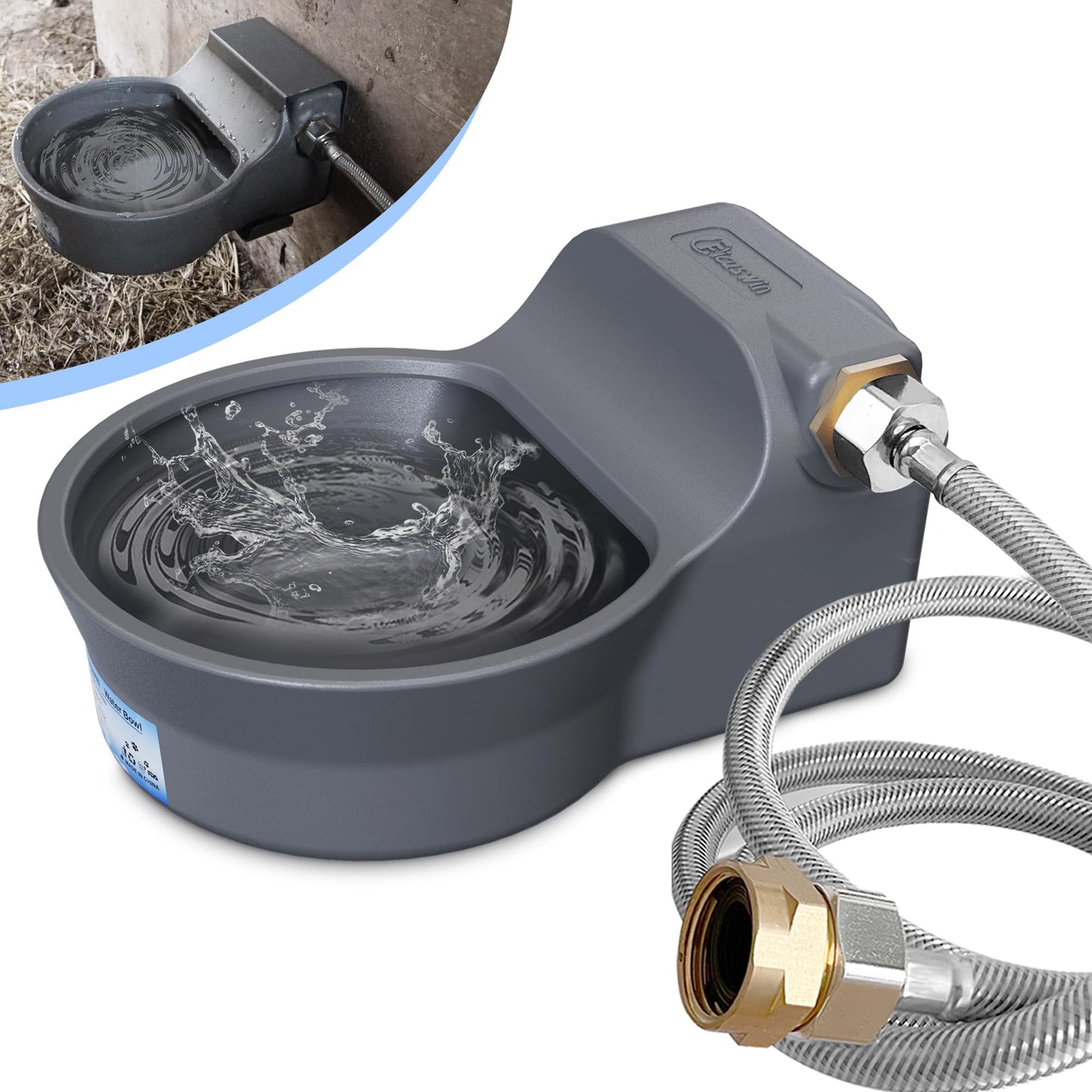 Automatic Dog Water Dispenser with Anti-tip Bracket, Outdoor Dog Bowl