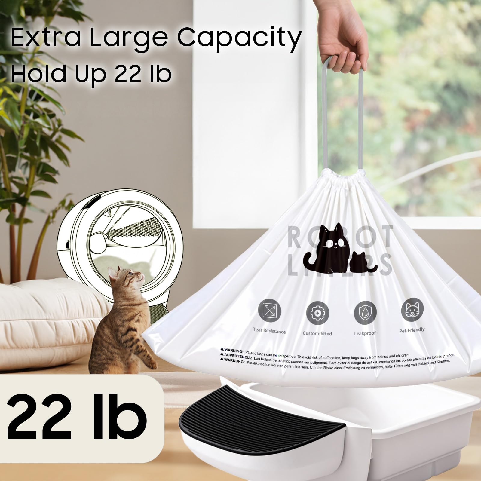 AWoHH 60 Tidy Draw-Pack Cat Litter Box Robot Model 5/4/3 Waste Box