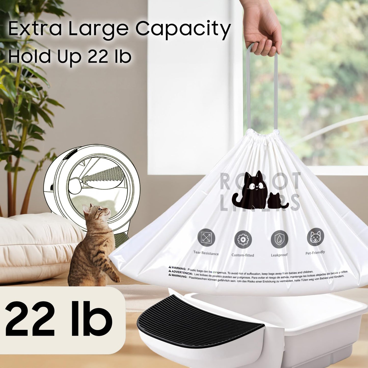 AWoHH 120 Tidy Draw-Pack Automatic Litter Box Bags Cat Litter Box