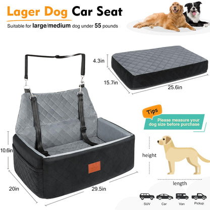 Dog Car Seat for Large Medium Dogs,Washable Pet CarSeat Under or Seat