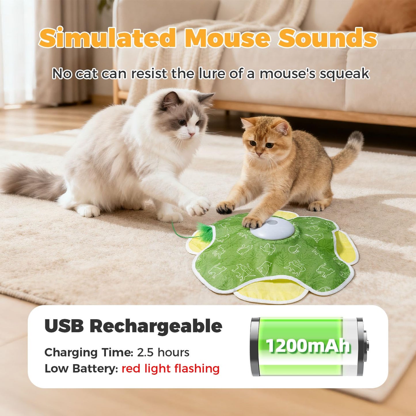 EHWZ Cat Toys for Bored Indoor Adult Cats, Rechargeable Wand