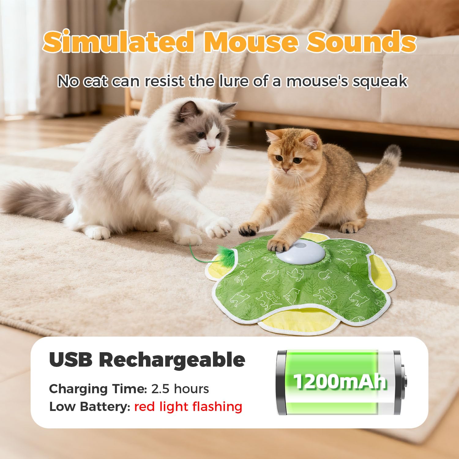 EHWZ Cat Toys for Bored Indoor Adult Cats, Rechargeable Wand